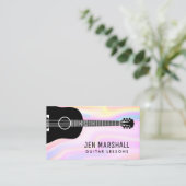 Carte De Visite silhouette de guitare grise sur conception fausse  (Debout devant)