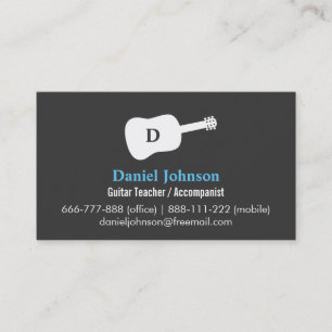 Carte De Visite Silhouette de guitare moderne musicien gris foncé