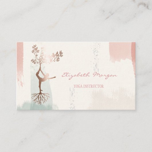 Carte De Visite Silhouette de l'arbre moderne, Aquarelle de la bro (Devant)