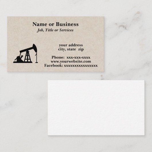 Carte De Visite Silhouette de plate-forme à huile (Devant / Derrière)