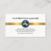 Carte De Visite Silhouette De Plomberie Sur Bleu Couche Or (Dos)