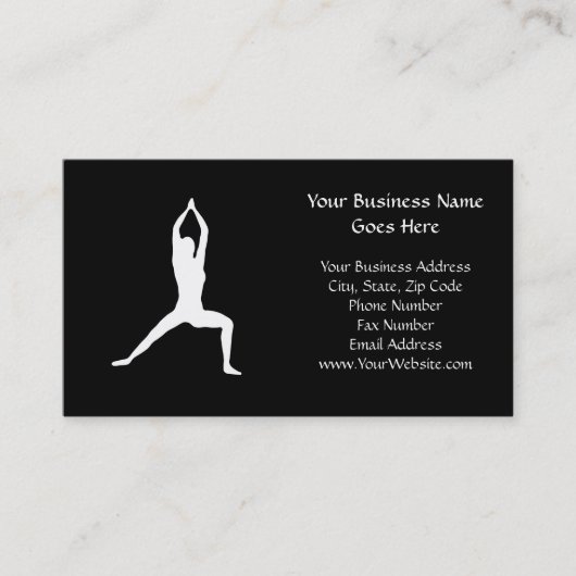 Carte De Visite Silhouette de pose de yoga de guerrier noire et (Devant)