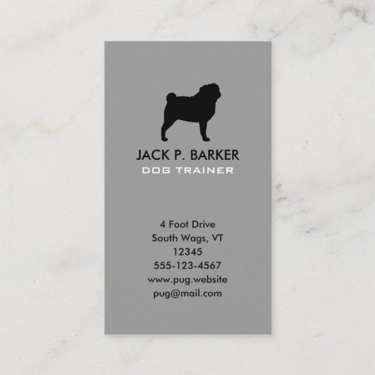 Carte De Visite Silhouette de Pug (Devant)
