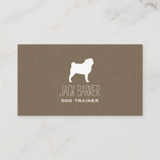 Carte De Visite Silhouette de Pug Blanc (Devant)