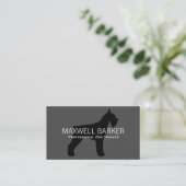 Carte De Visite Silhouette de Schnauzer géant noir sur gris (Debout devant)