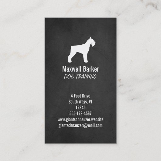 Carte De Visite Silhouette de Schnauzer géant - Style tableau noir (Devant)