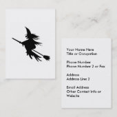 Carte De Visite Silhouette de sorcière de manche à  balai (Devant / Derrière)