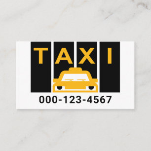 Carte De Visite Silhouette de taxi jaune avec bande noire
