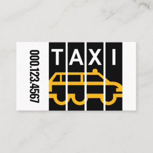 Carte De Visite Silhouette de taxi jaune avec bandes noires
