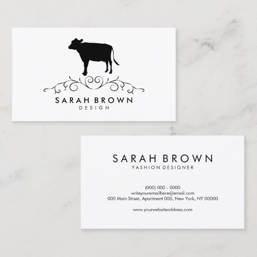Carte De Visite Silhouette de vache (Devant / Derrière)