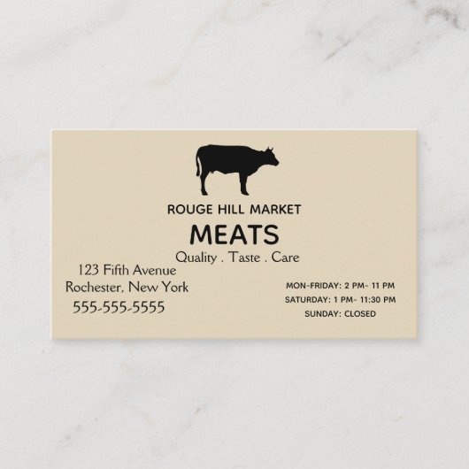 Carte De Visite Silhouette de vache noire (Devant)