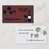 Carte De Visite Silhouette de vigne de bouteille de vin (Devant / Derrière)