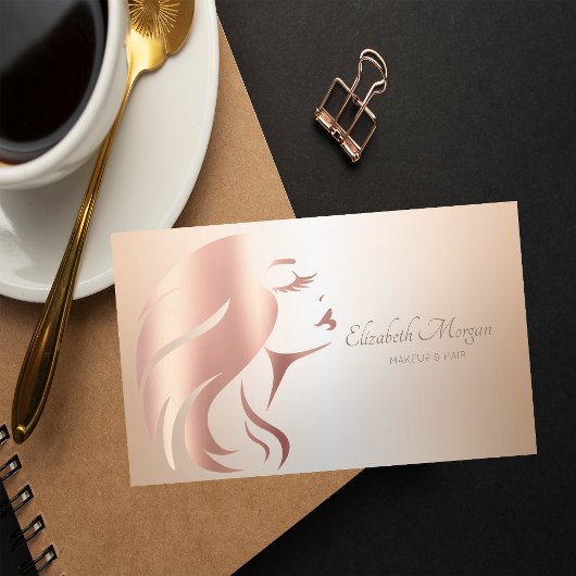 Carte De Visite Silhouette de visage de fille professionnelle mode