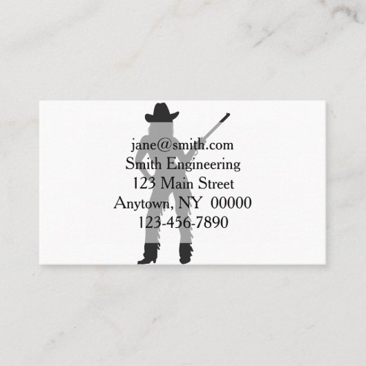 Carte De Visite Silhouette de Western Cowgirl (Devant)