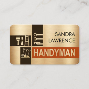 Carte De Visite Silhouette d'outils de bricoleur sur bronze