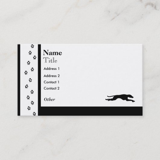 Carte De Visite Silhouette du chien de course Greyhound (Devant)