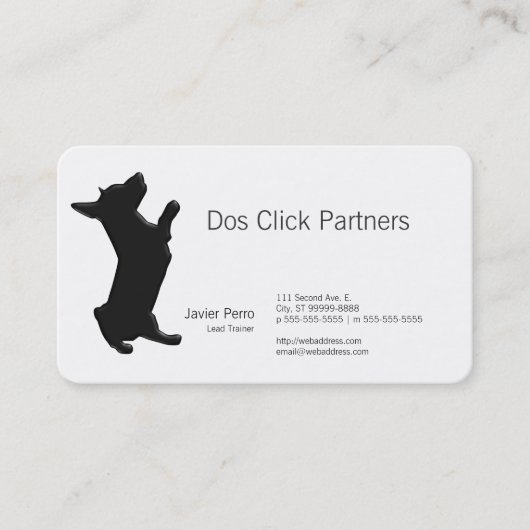 Carte De Visite Silhouette du chien mendiant (Devant)