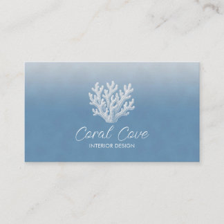 Carte De Visite Silhouette du corail de mer | Bleu océan