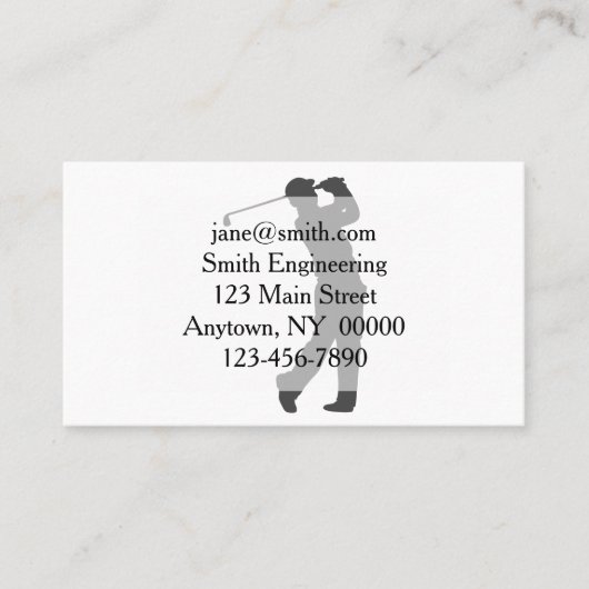 Carte De Visite Silhouette du joueur de golf (Devant)