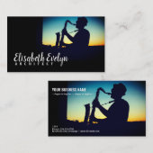 Carte De Visite Silhouette d'un homme jouant du saxophone (Devant / Derrière)