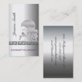 Carte De Visite Silhouette élégante professionnelle en argent (Devant / Derrière)
