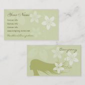 Carte De Visite Silhouette et fleurs de fille (Devant / Derrière)