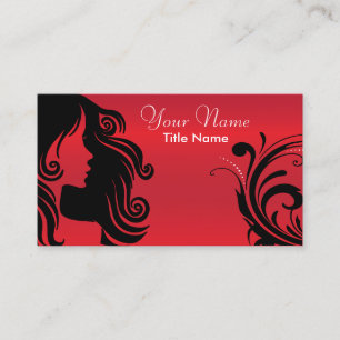 Carte De Visite Silhouette Femme Coiffeur Rouge