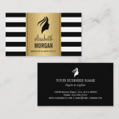 Carte De Visite Silhouette Femme Face Or Noir Blancs (Devant / Derrière)