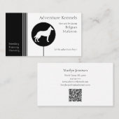 Carte De Visite Silhouette Malinois moderne Noir Blanc (Devant / Derrière)