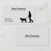 Carte De Visite Silhouette moderne Black and Grey Dog Walker (Devant / Derrière)