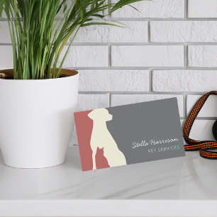 Carte De Visite Silhouette Moderne Service pour Chiens et Chats