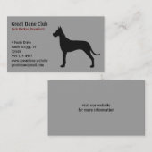 Carte De Visite Silhouette noire Great Dane (Devant / Derrière)