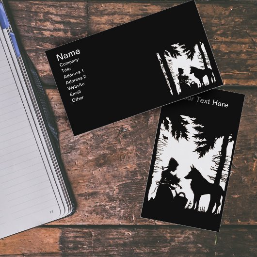 Carte De Visite Silhouette Noire Rouge Hood Wolf Woods