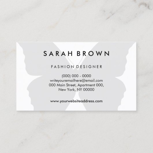 Carte De Visite Silhouette papillon tout simplement (Dos)