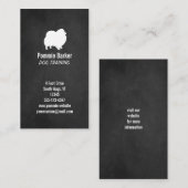 Carte De Visite Silhouette Poméranie Blanche - Style Chalboard (Devant / Derrière)