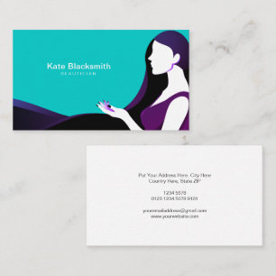 Carte De Visite Silhouette Pretty Woman Long Cheveux Noirs Tosca