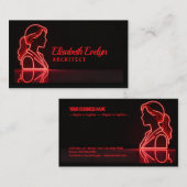 Carte De Visite Silhouette Rouge : Réflexion Professionnelle (Devant / Derrière)