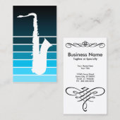 Carte De Visite silhouette saxophone : fondu bleu (Devant / Derrière)