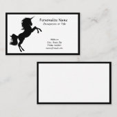 Carte De Visite Silhouette Unicorne Noir & Blanc Simple Elégance (Devant / Derrière)