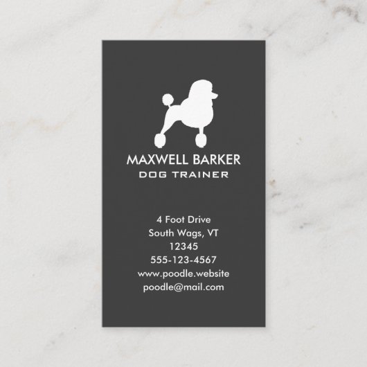 Carte De Visite Silhouette Verticale de Caniche Standard Blanc (Devant)