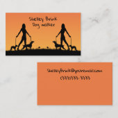 Carte De Visite Silhouette Walking Dogs Chien Doux Walker (Devant / Derrière)