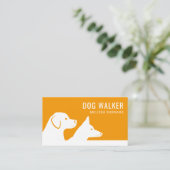 Carte De Visite Silhouettes de chien orange et blanc Marcheur de c (Debout devant)