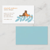 Carte De Visite Silhouettes d'oiseaux de jardin bleu et orange (Devant / Derrière)