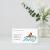 Carte De Visite Silhouettes d'oiseaux de jardin bleu et orange (Debout devant)