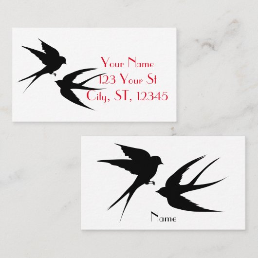Carte De Visite Silhouettes d'oiseaux hirondelles Thunder_Cove (Devant / Derrière)