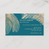 Carte De Visite Silicone Turquoise Or Tropical Moderne Bleu Palmie (Dos)