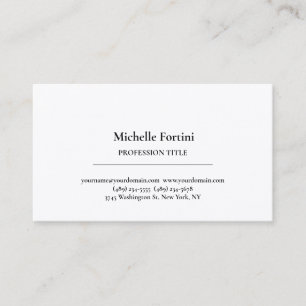 Carte De Visite Silk Premium élégant Plain Simple Blanc Minimalist
