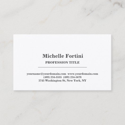 Carte De Visite Silk Premium élégant Plain Simple Blanc Minimalist (Devant)