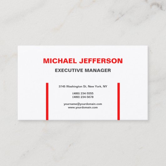 Carte De Visite Silk tendance moderne élégant simple rouge blanc b (Devant)