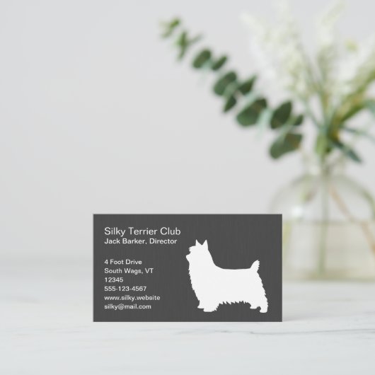 Carte De Visite Silky Terrier Silhouette (Debout devant)